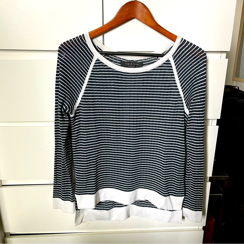 Rag & Bone Navy and white striped sweatshirt, size XS